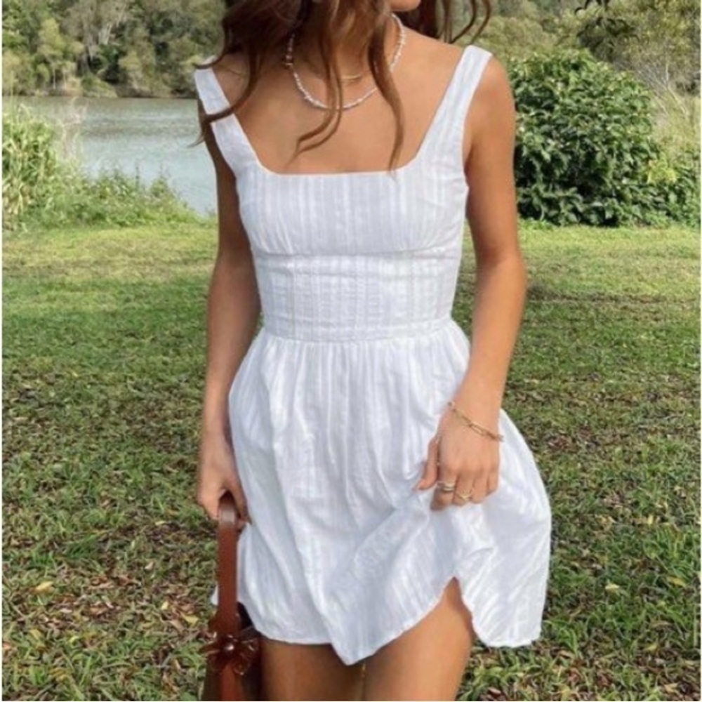 Princess Polly Lorinda Mini Dress Cotton White Size 8